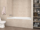 Venzi Talia 36 x 72 rectangular soaking bathtub installed in a bathroom