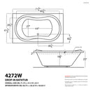 Venzi Grand Tour Bello 42 x 72 air & whirlpool bathtub dimension drawing with measurements