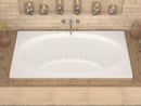 Venzi Viola 42 x 72 rectangular soaking bathtub installed in a bathroom