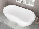 Venzi Velia 35.5 x 71 freestanding air jetted bathtub in a bathroom