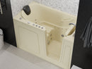 Venzi 32 x 60 walk-in whirlpool and air jetted bathtub, right drain, biscuit in a bathroom