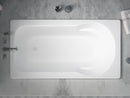 Venzi Elda 32 x 60 rectangular soaking bathtub installed in a bathroom