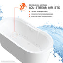 Venzi Velia 35.5 x 71 freestanding air jetted bathtub feature graphic