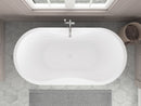 Venzi Velia 35.5 x 71 freestanding soaking bathtub in a bathroom