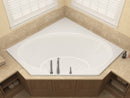 Venzi Stella 60 x 60 corner soaking bathtub installed in a bathroom
