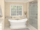 Venzi Midas 32.5 x 70.5 freestanding soaking bathtub in a bathroom