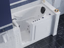 Venzi 30 x 60 walk-in whirlpool and air jetted bathtub, left drain, white in a bathroom
