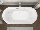 Venzi Grand Tour Padre 33 x 67 freestanding air and whirlpool jetted bathtub in a bathroom