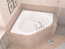 Venzi Tovila 60 x 60 corner air & whirlpool bathtub installed in a bathroom