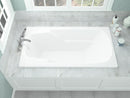 Venzi Aesis 32 x 60 rectangular soaking bathtub installed in a bathroom