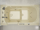 Venzi 32 x 60 walk-in whirlpool bathtub, left drain, biscuit in a bathroom