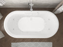 Venzi Padre 33 x 67 freestanding air and whirlpool jetted bathtub in a bathroom