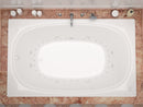 Venzi Aqui 48 x 72 rectangular air & whirlpool bathtub installed in a bathroom