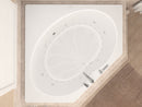 Venzi Grand Tour Luna 60 x 60 corner air & whirlpool bathtub installed in a bathroom