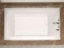 Venzi Villa 30 x 60 rectangular air jetted bathtub installed in a bathroom