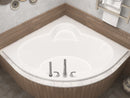 Venzi Esta 60 x 60 corner soaking bathtub installed in a bathroom