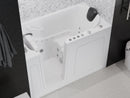Venzi 32 x 60 walk-in whirlpool and air jetted bathtub, left drain, white in a bathroom