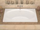 Venzi Viola 42 x 72 rectangular soaking bathtub installed in a bathroom