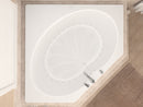 Venzi Luna 60 x 60 corner air jetted bathtub installed in a bathroom