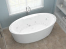 Venzi Sole 33.5 x 67 freestanding air and whirlpool jetted bathtub in a bathroom