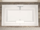 Venzi Celio 46 x 78 endless flow soaking bathtub installed in a bathroom