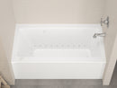 Venzi Madre 30 x 60 front skirted air jetted bathtub installed in a bathroom
