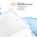 Venzi Esta 60 x 60 corner soaking bathtub feature graphic