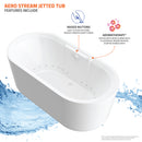 Venzi Velia 35.5 x 71 freestanding air jetted bathtub feature graphic
