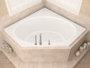 Venzi Luna 60 x 60 corner soaking bathtub installed in a bathroom