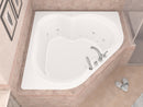 Venzi Tovila 60 x 60 corner air & whirlpool bathtub installed in a bathroom