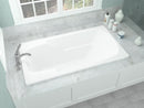 Venzi Aesis 32 x 60 rectangular soaking bathtub installed in a bathroom
