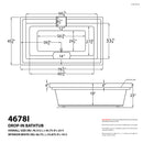 Venzi Celio 46 x 78 endless flow soaking bathtub dimension drawing with measurements