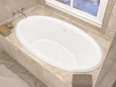 Venzi Vino 44 x 78 oval soaking bathtub installed in a bathroom