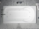 Venzi Elda 32 x 60 rectangular whirlpool bathtub installed in a bathroom