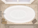 Venzi Vino 44 x 78 oval soaking bathtub installed in a bathroom