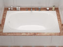 Venzi Aqui 48 x 72 rectangular soaking bathtub installed in a bathroom