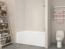 Venzi Madre 30 x 60 front skirted air jetted bathtub installed in a bathroom