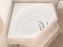 Venzi Luna 60 x 60 corner soaking bathtub installed in a bathroom