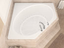 Venzi Luna 60 x 60 corner air jetted bathtub installed in a bathroom