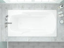 Venzi Aesis 32 x 60 rectangular soaking bathtub installed in a bathroom