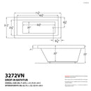 Venzi Villa 32 x 72 rectangular whirlpool bathtub dimension drawing with measurements