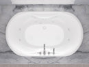 Venzi Aline 41 x 70 oval whirlpool bathtub installed in a bathroom