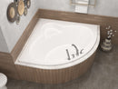 Venzi Esta 60 x 60 corner soaking bathtub installed in a bathroom