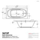 Venzi Grand Tour Talia 36 x 72 rectangular air & whirlpool bathtub dimension drawing with measurements