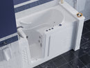 Venzi 30 x 60 walk-in whirlpool bathtub, left drain, white in a bathroom
