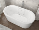 Venzi Grand Tour Padre 33 x 67 freestanding air and whirlpool jetted bathtub in a bathroom