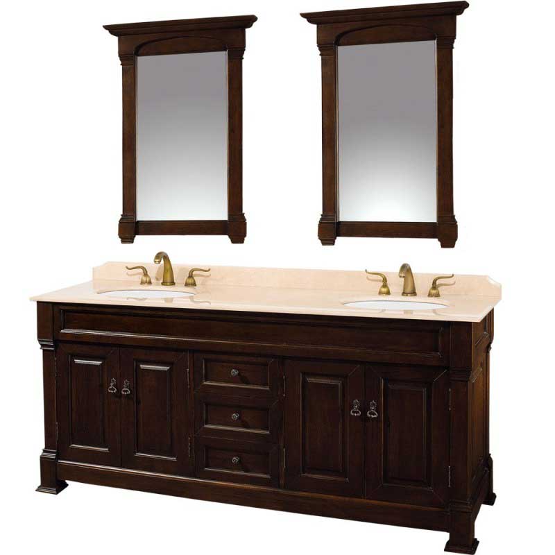 Wyndham Collection Andover 72" Traditional Bathroom Double Vanity Set - Dark Cherry WC-TD72-DKCH