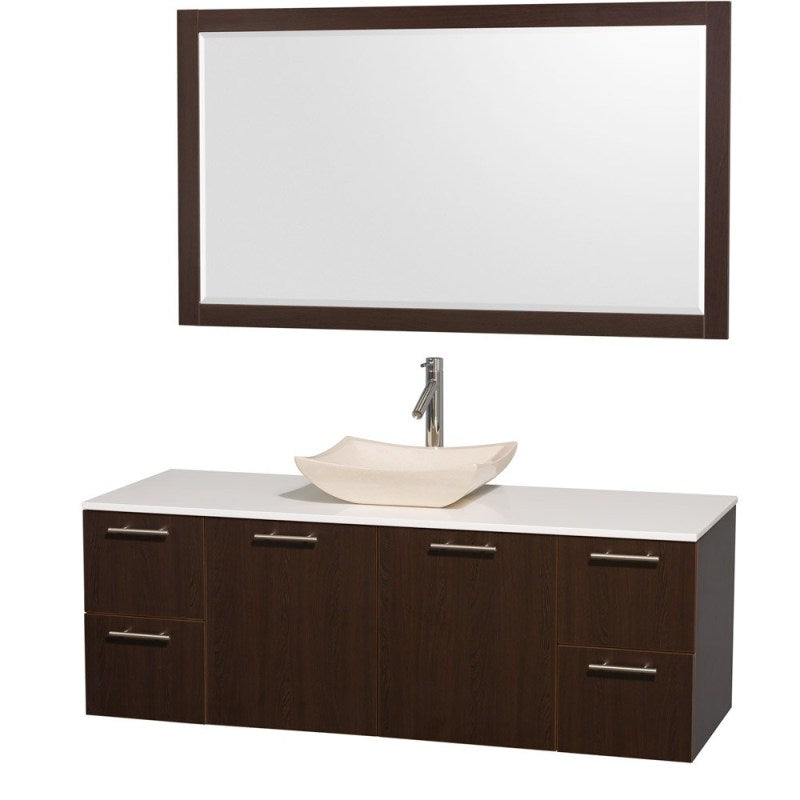 Wyndham Collection Amare 60" Wall-Mounted Single Bathroom Vanity Set with Vessel Sink - Espresso WC-R4100-60-ESP-SGL 3