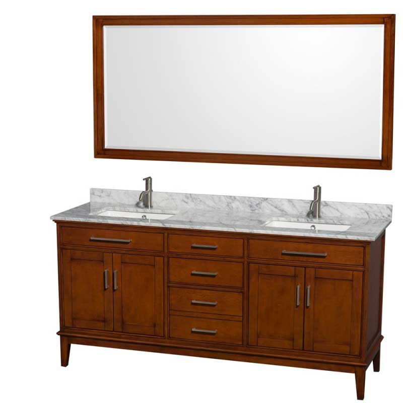 Wyndham Collection Hatton 72" Double Bathroom Vanity - Light Chestnut WC-1616-72-DBL-VAN-CLT