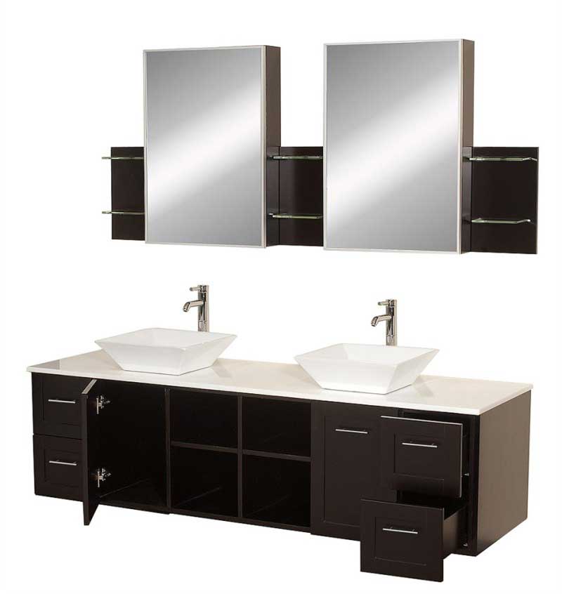 Wyndham Collection Avara 72" Wall-Mounted Double Bathroom Vanity Set - Espresso WC-WHE007-SH-72-ESP 6